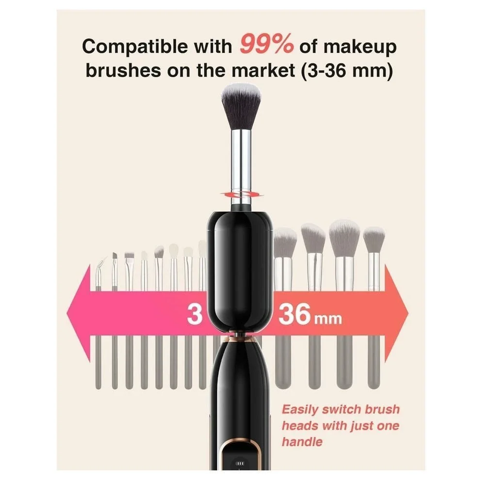 HiLUNDA 2-in-1 Electric Makeup Brush Cleaner and Nail Drill Set Black NIB